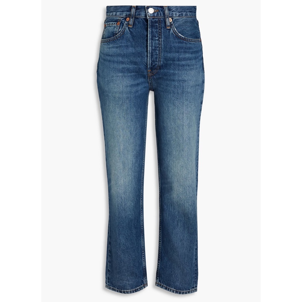 RE/DONE Women’s 70’s Stove Pipe High Rise Blue Jeans